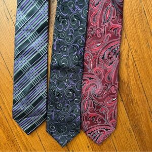 Alfani silk ties Geoffrey Beene lot of 3 purple red EUC